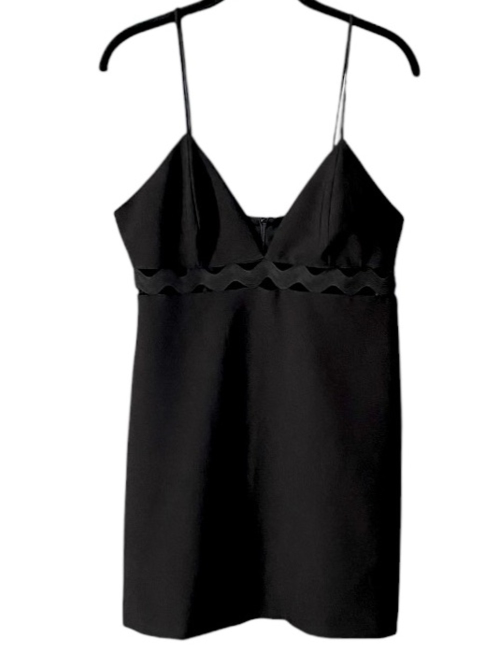 Zara Black Mini Dress L Cutout Waist Spaghetti Strap V Neck Going Out Cocktail - Picture 2 of 8